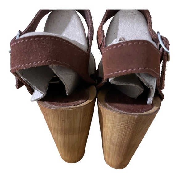 Charles David womens upper leather wood platform heels ankle strap sandals 10.5 - Picture 8 of 12